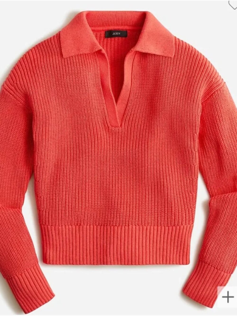 J. Crew Collared Cotton Beach Sweater Coral Sz Large